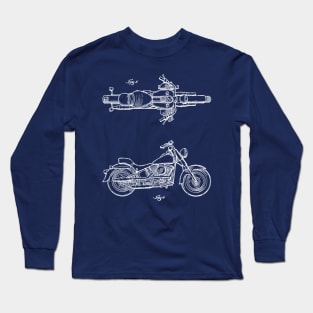 Motorcycle Vintage Patent Drawing Long Sleeve T-Shirt